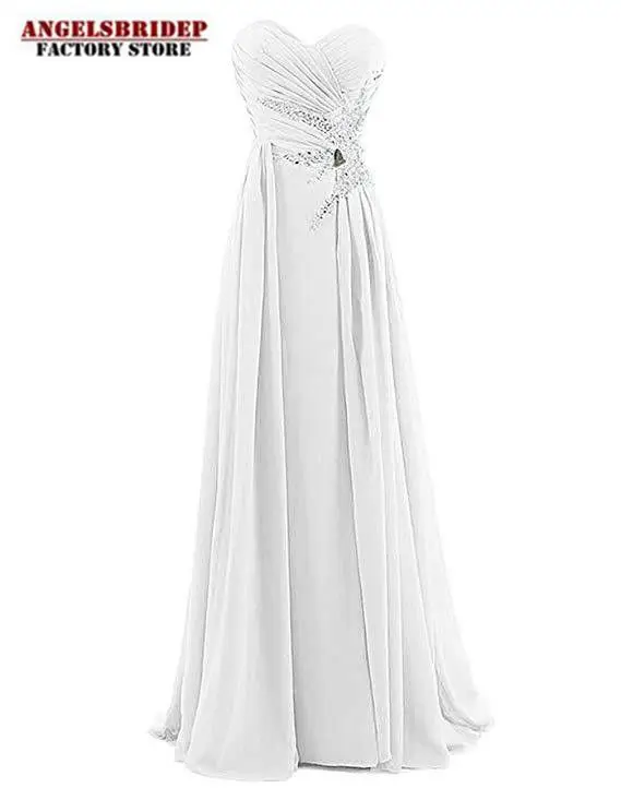 Angelsbridep Sweetheart Chiffon Bridesmaid Dresses Sparkly Beads Sequins Wedding Party Dress Vestido De Festa De Casamento