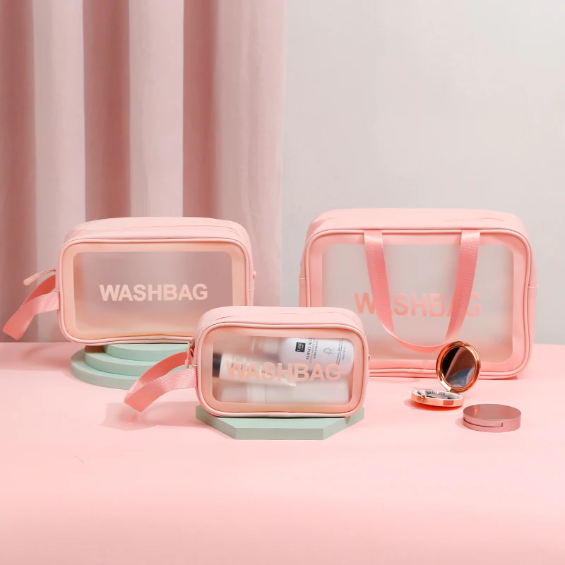 

PVC Transparent Makeup Bag Women Travel Organizer Large Capacity Cosmetic Storage Hand Clear Wash Case Neceser