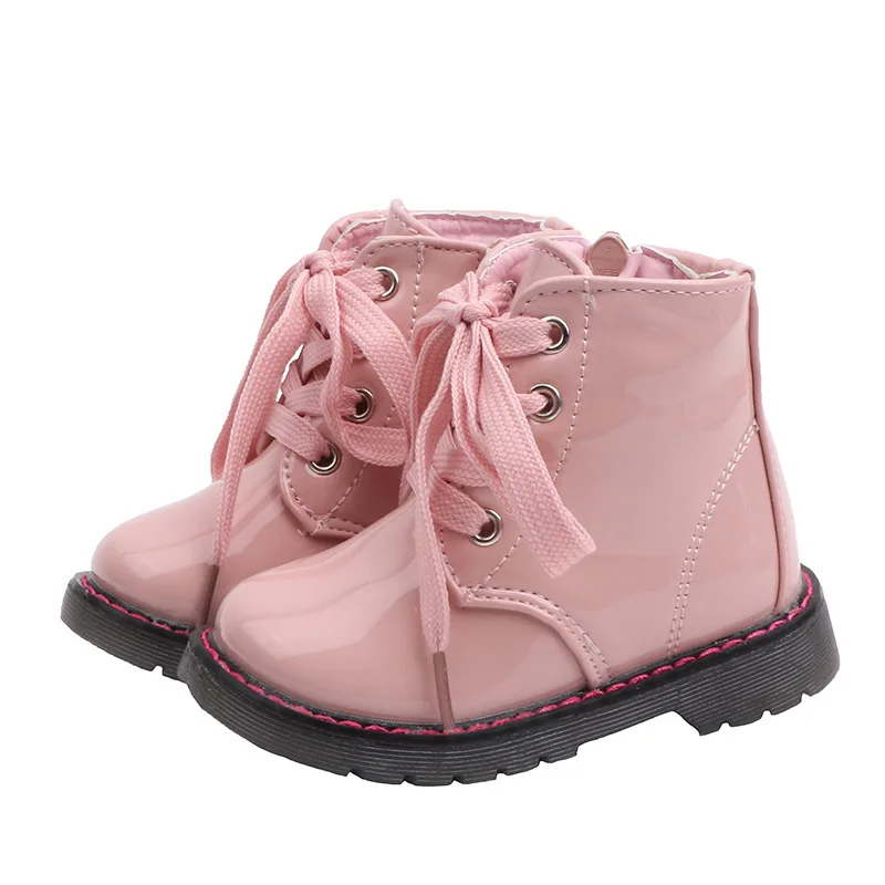 2020 New Autumn Boy Waterproof Patent Leather Winter Fashion Snow boots Girl Kids Toddler Shoes 1 2 3 4 5 6 Years