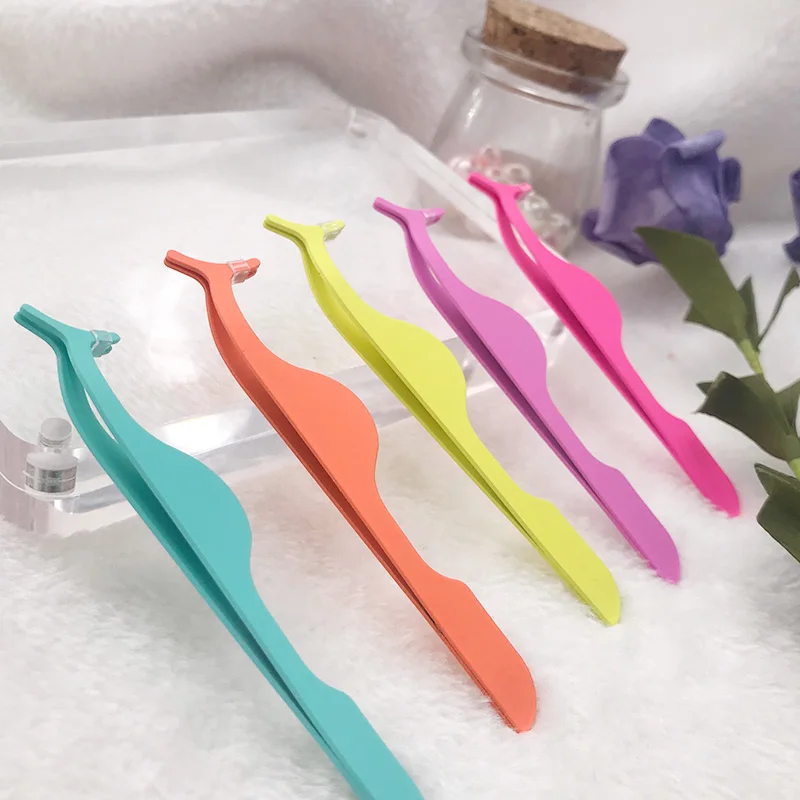 20/50/100 pcs False Eyelashes Extension Tweezers custom logo for mink lashes