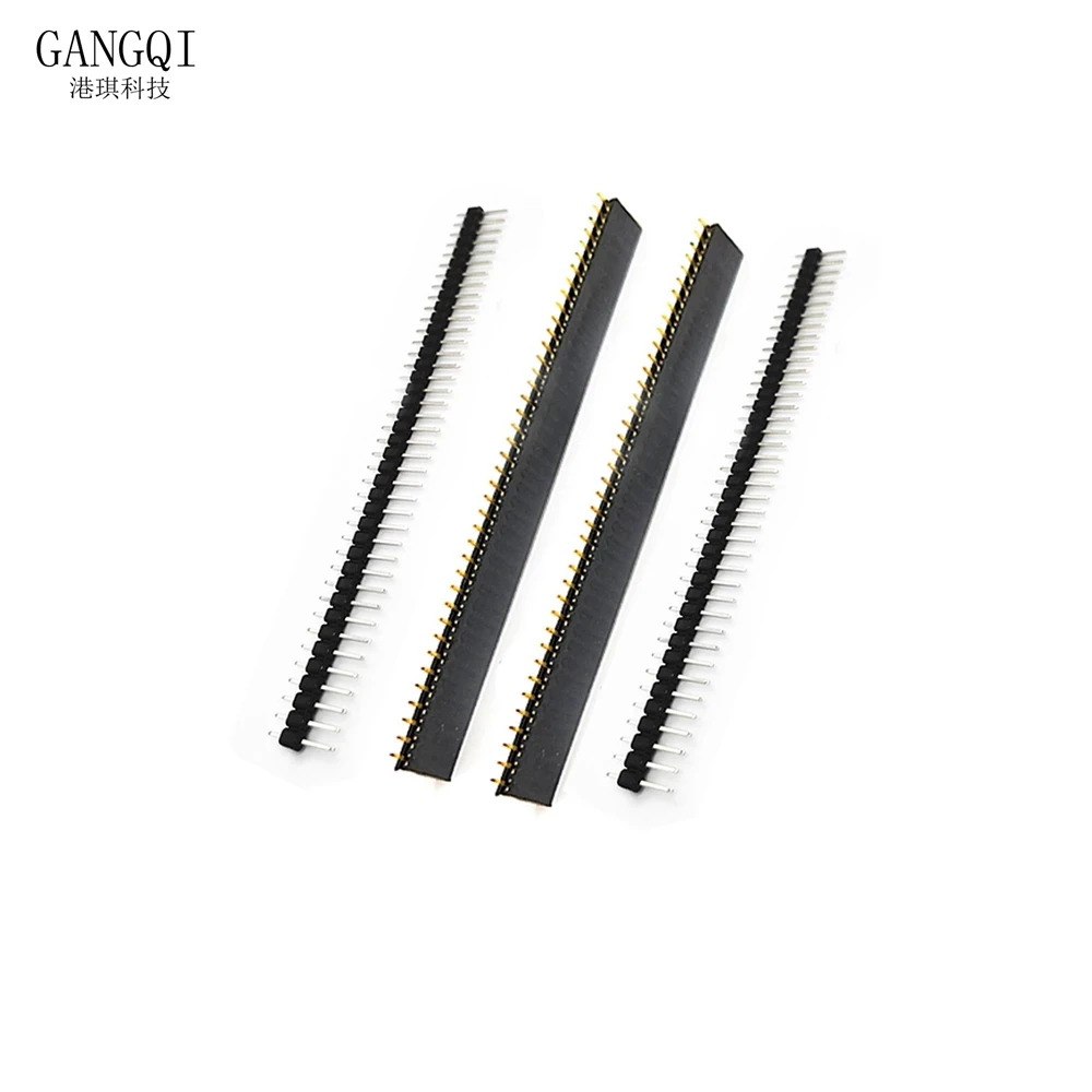 10Pairs 40 Pin 1x40 Single Row Straight Male Female Socket 2.54 Breakable Pin Header PCB JST Connector Strip for Arduino Black