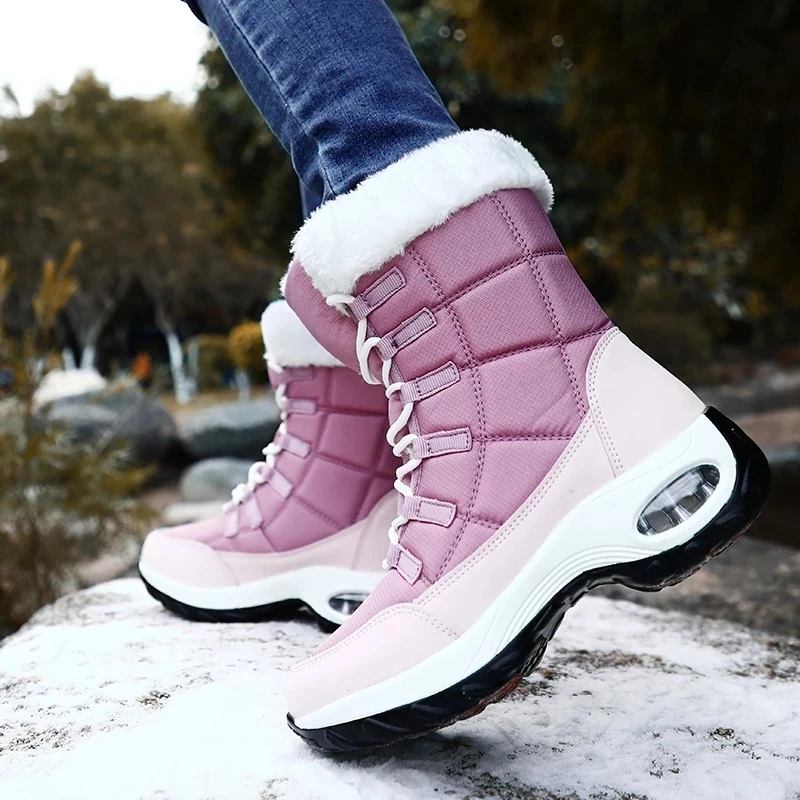 High Quality Waterproof Winter Women Boots Warm Plush Women\'s Snow Boots Outdoor Non-slip Sneakers Fur Platform Ankle Boots