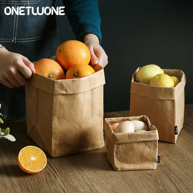 Kraft Paper Bag For Fruits Vegetable Multifunction Breads Storage Container Kitchen Tool Washable Plants Flowers Growing Bags