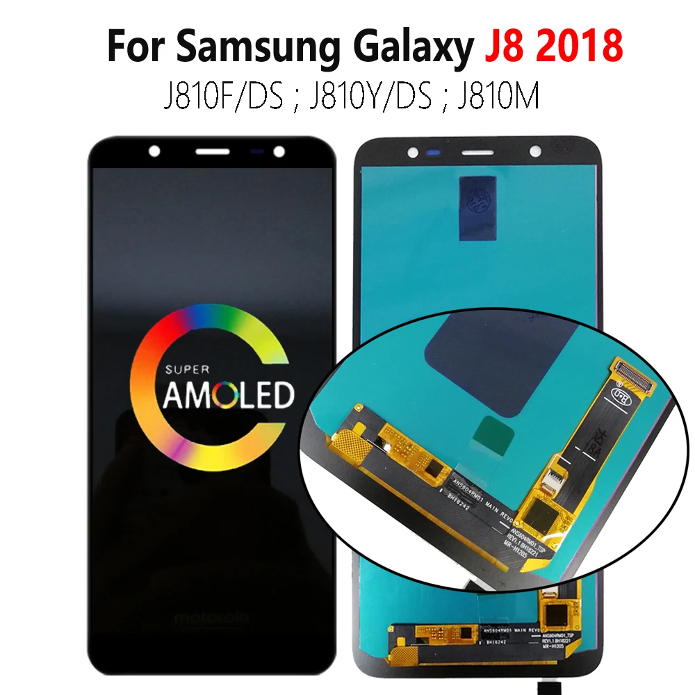 Super AMOLED J810 LCD For SAMSUNG Galaxy J8 2018 LCD Display J810F/DS J810Y/DS J810M LCD Screen Touch Digitizer Assembly Tested