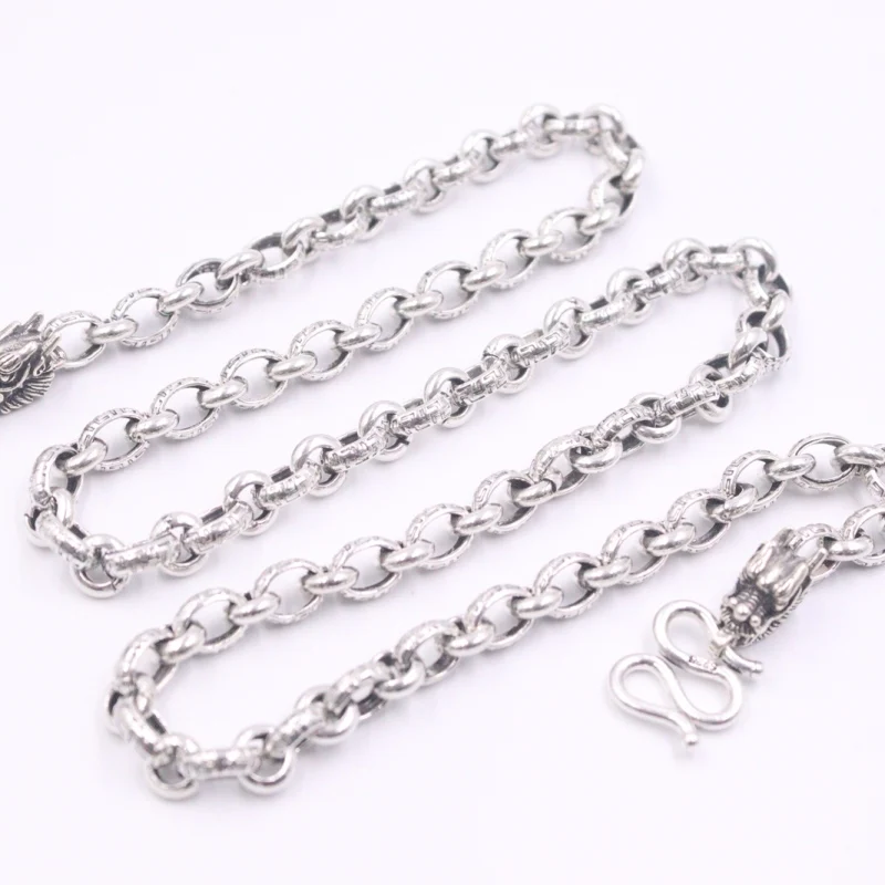 New Fine Pure S925 Sterling Silver Chain Women Men 6.5mm Ellipse Cable Figure Link Necklace