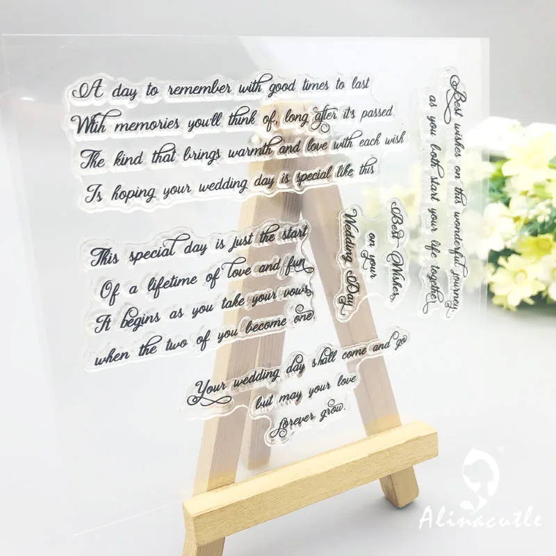 Alinacutle CLEAR STAMPS Wedding Sentiments Scrapbooking Card Album Paper Craft Rubber Roller Transparent Silicon