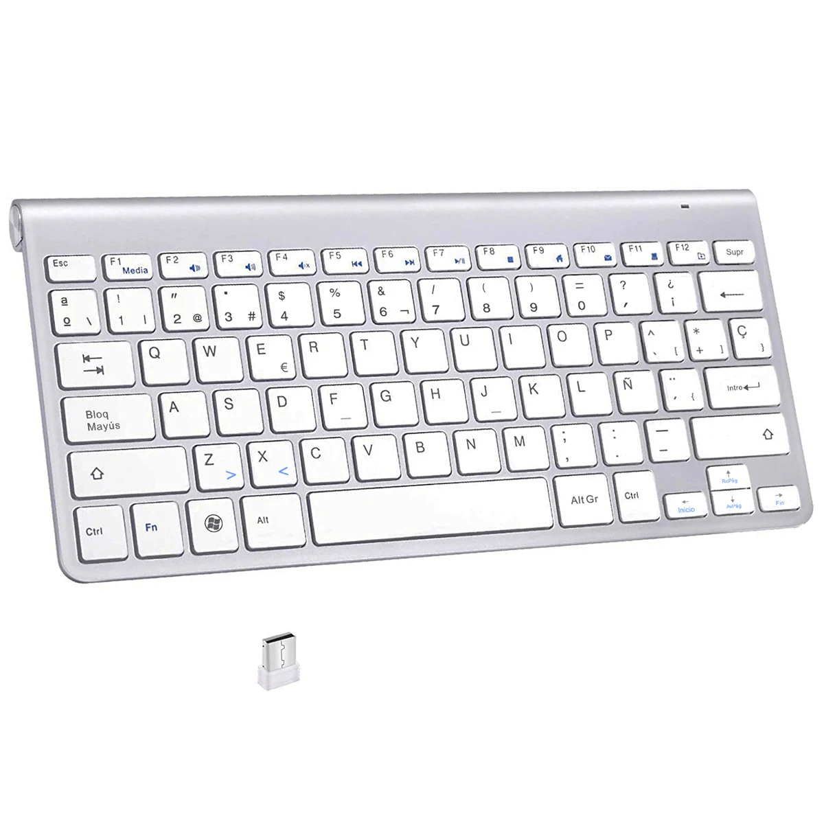 Spanish Layout Wireless 2.4G Keyboard Slim Keyboard Energy Saving Mute 78 Key Teclado for Windows 7 10 11 Android TV Box