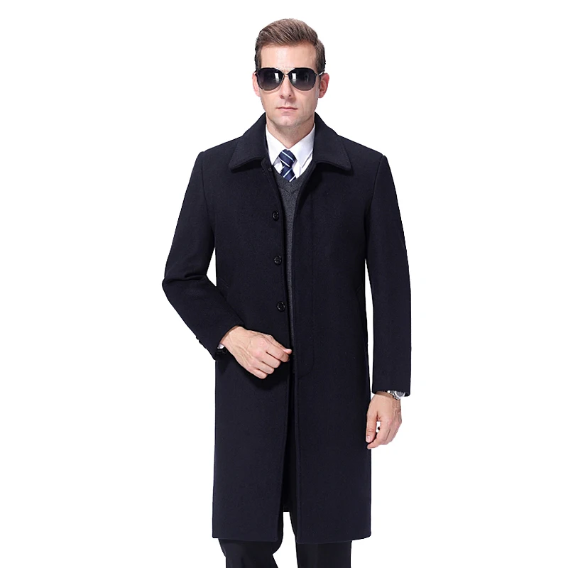 

2023 Men Woolen Coat Winter Long Coat Men Cashmere Coat Mens Peacoat Autumn Man Coat Woolen Wool Blend Long Jacket Mens Overcoat