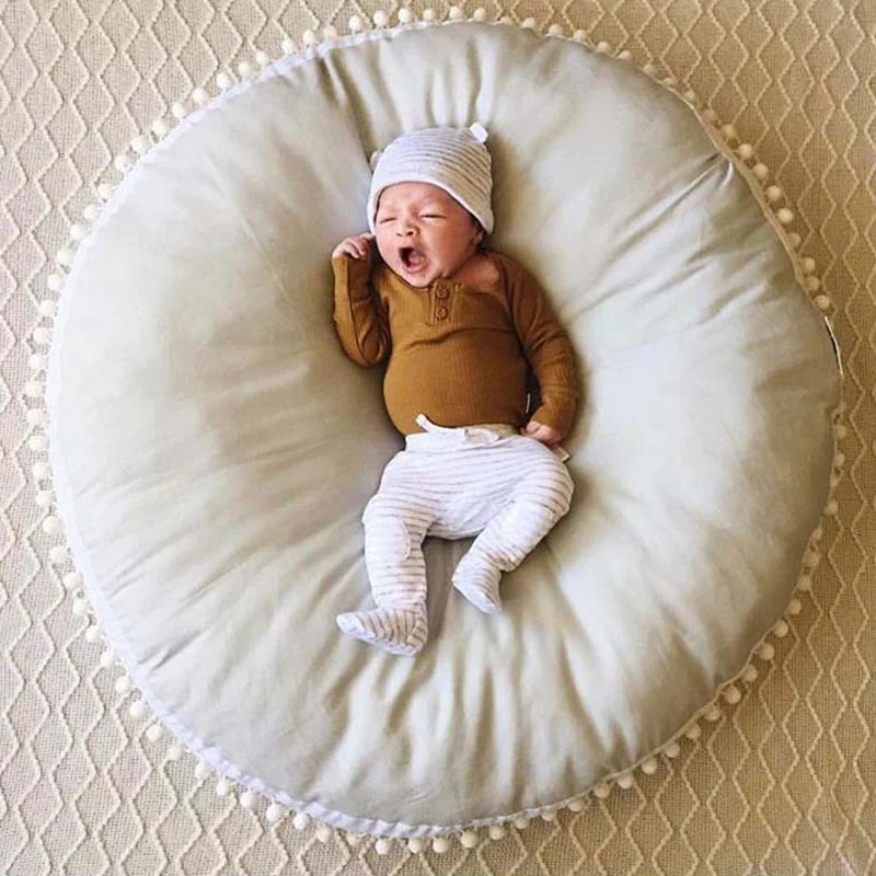 New 90CM Round Cushion Pad Home Decor Seat Cushion Kids Pillow Stuffed Thick Cotton Play Pad Crwaling Mat Carpet Floor Rug Baby