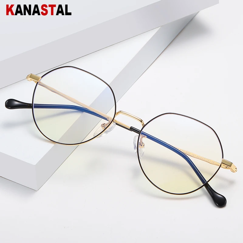 Women Blue Light Blocking Glasses Literary Metal Frame Eyewear Men Computer Gaming Eyeglasses Myopia Hyperopia Reading Glasses