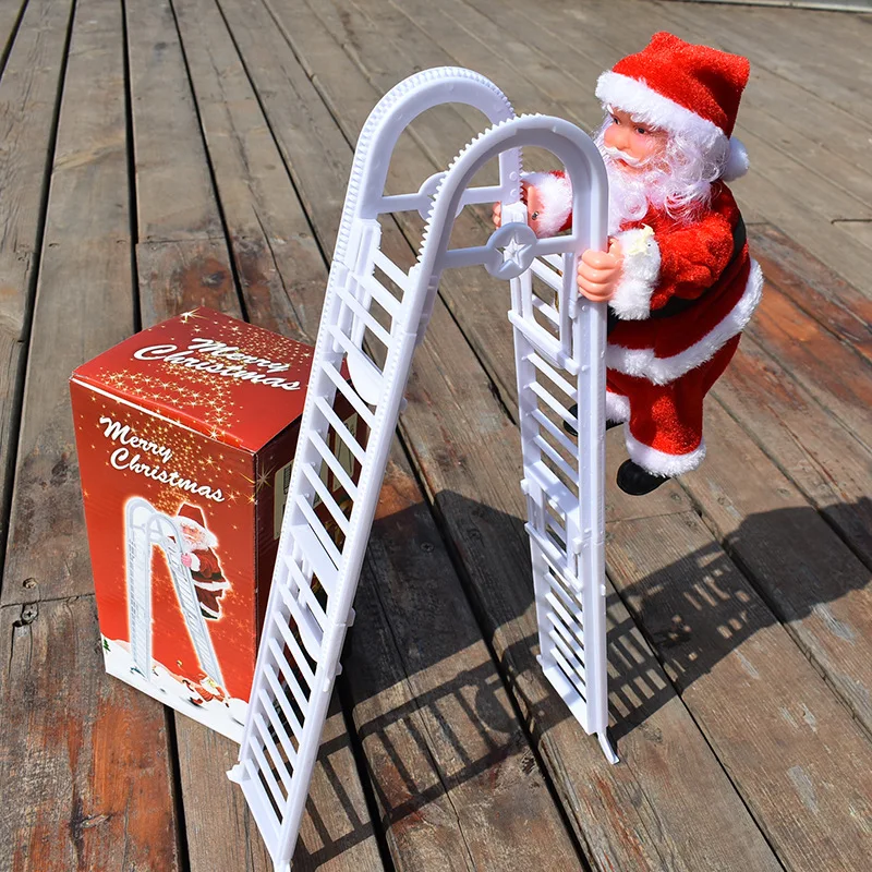 2021 Electric Climbing Ladder Christmas gifts for children climbing Santa Claus Doll Kid Gift Music Toy home Xmas Decoration