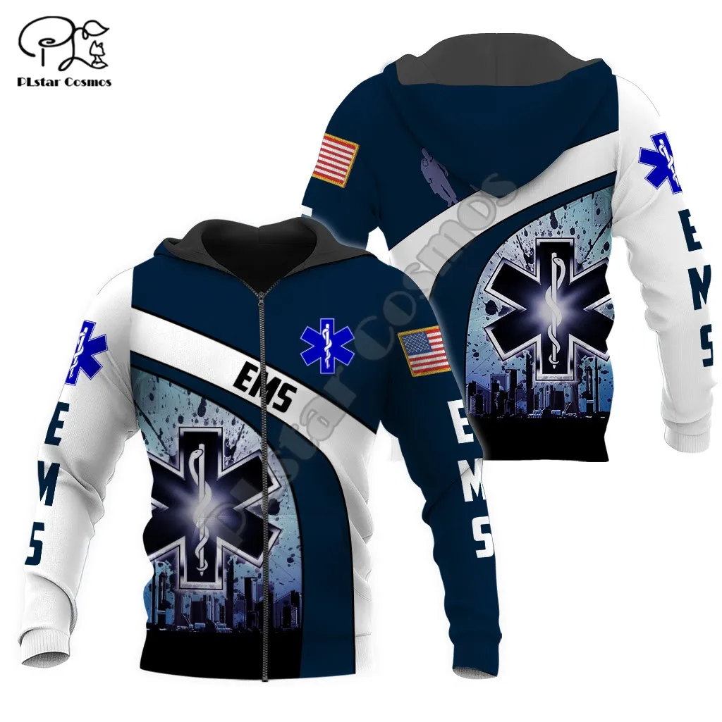 PLstar Cosmos Emergency Medical Service EMS 3D Printed Hoodies Sweatshirts Zip Hooded For Men/Women Casual Streetwear Style-E14