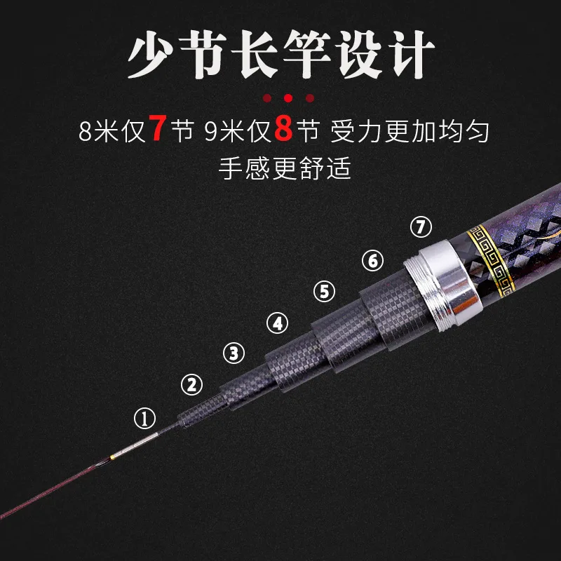 9 -16 Metres Long section fishing rod carbon rod light and hard fishing rod Lure fishing rod 28-19 tone two tips Big Fish Rod