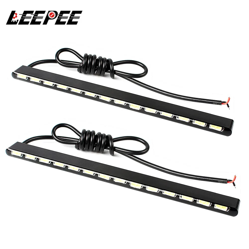 

12V Car DRL LED Strips 14 7030SMD Fog Light Daylight Waterproof Daytime Running Lamps Automotive Accessories Universal