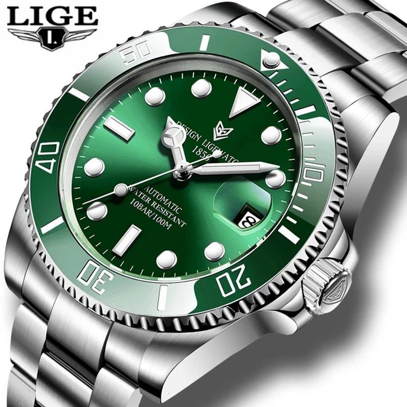 2023 LIGE Watch Men Automatic Mechanical Tourbillon Clock Fashion Sapphire Glass 316L Steel 100 Waterproof Watches men\'s wrist