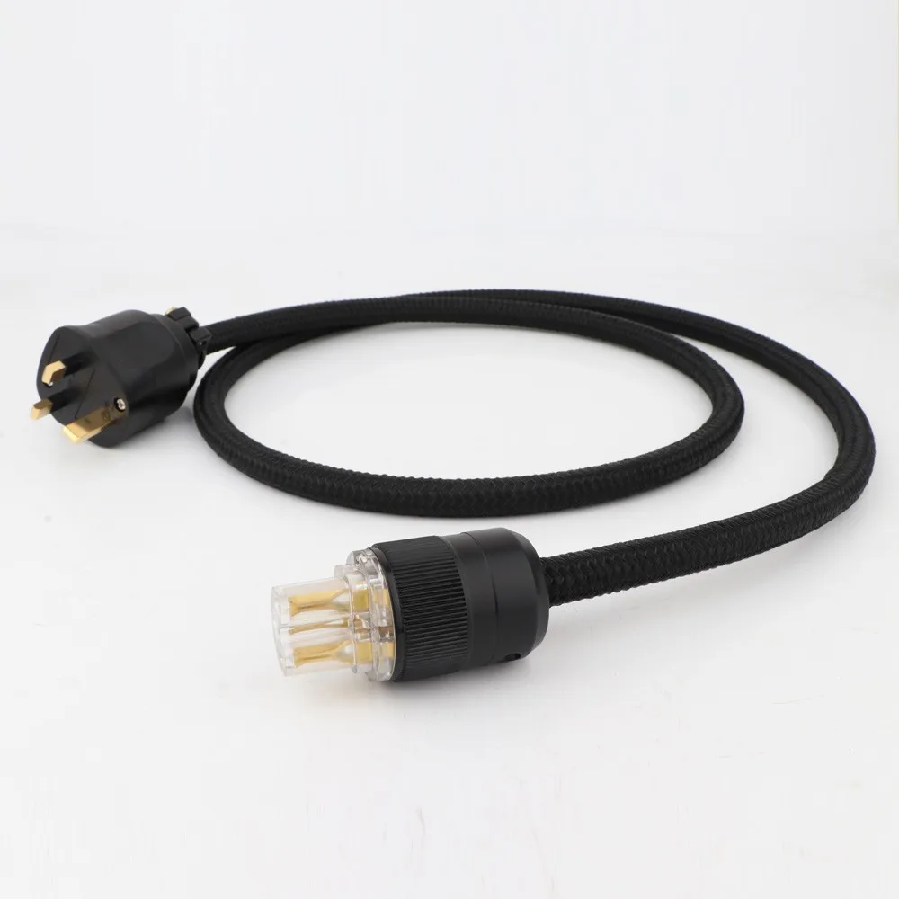 Monosaudio P903  99.998% Pure Copper Silver plated hifi power  cord Gold Plated UK IEC AC Female Male Power Plug Power Cable