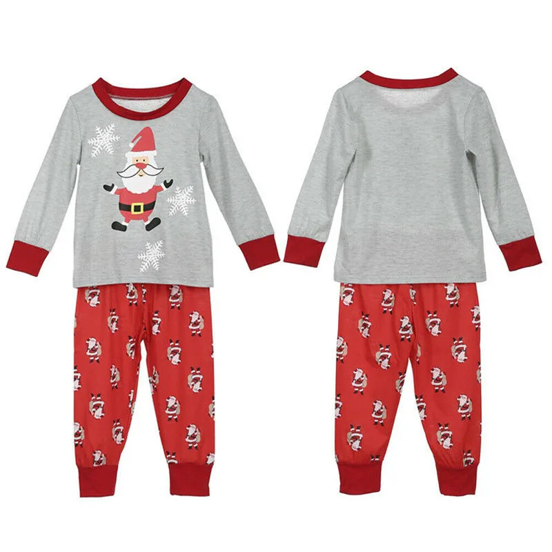 Christmas Family Matching Pajamas Set Men Women Kids Sleepwear Nightwear Santa Claus Top+Bottoms Cotton Outfit Set Plus Size