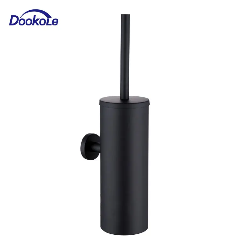 Bathroom Toilet Brush Holder Matt Black, 304 Stainless Steel Toilet Brush Wall Mounted for Bathroom Storage and Organization