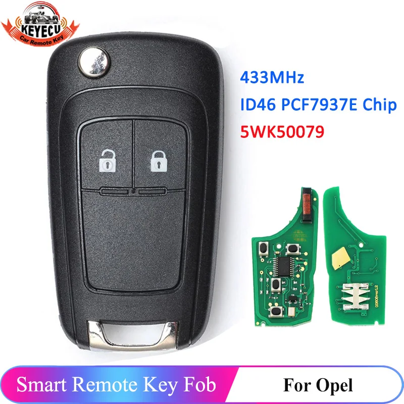 KEYECU 5WK50079 433MHz For Opel Vauxhall Astra J Corsa E Zafira Tourer Insignia Mokka Viva Adam Cascade 2009-2017 Key Remote Fob