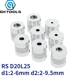 GKTOOLS Aluminium CNC Motor Jaw Shaft Coupler Flexible Coupling OD 20x25mm Dropshipping 2/3/3.17/4/5/6/6.35/8/9/9.5/10mm