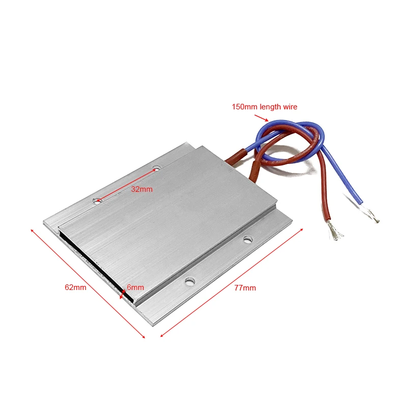 12/24V PTC Heating Element Thermostat 77x62x6mm Electric Heater Plate Aluminium Cover 70/110/200 Celsius Degree for Dehumidifier