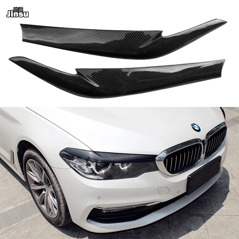 

Carbon Fiber Front Headlight Covers Eyelids eyebrows for BMW 525i 530i 540i 2017 - 2019 G30 G31 F90 M5 Sedan Sport styling 2pcs