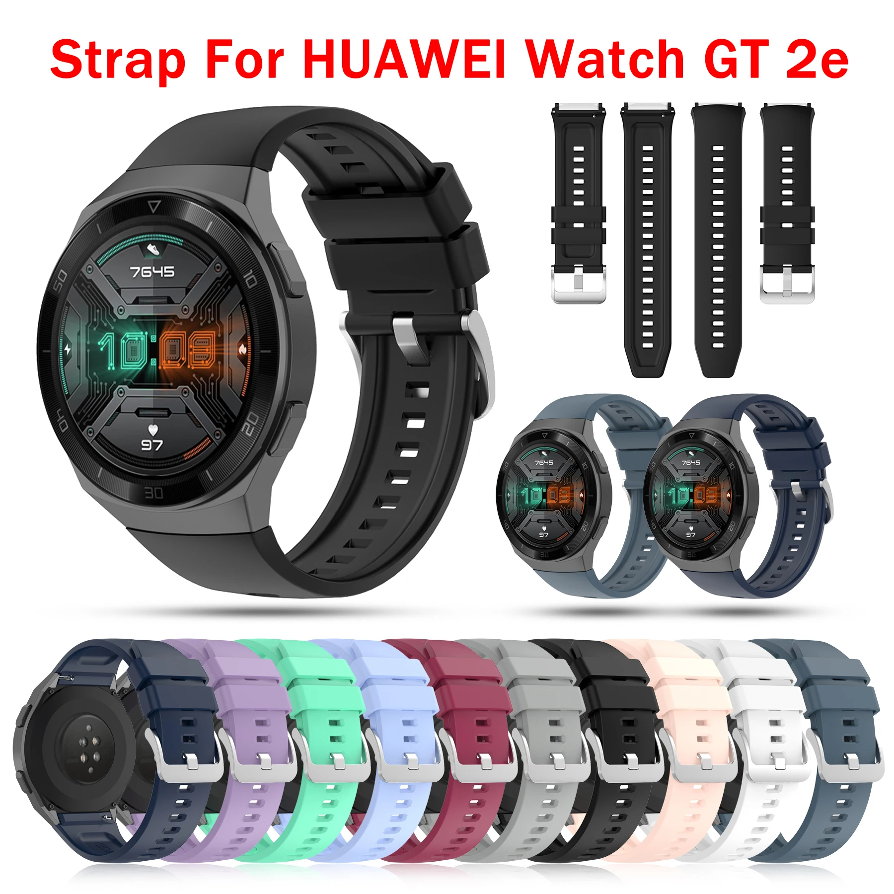 Spor silikon saat kayışı için Huawei izle GT 2e SmartWatch band değiştirme için Huawei GT2e gt2 e bileklik bilezik correa