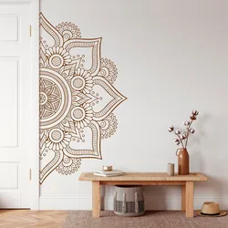 Mandala Wall Sticker Religious Bohemian Style Indian Buddhist Mandala Flower Ethnic Artist Living Room Door Decoration Decal M1