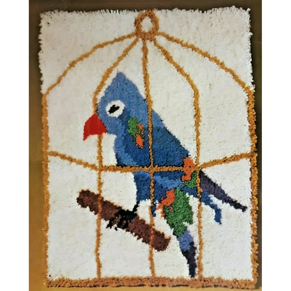 Latch hook kit Carpet embroidery set do it yourself Cross stitch embroidery on printed canvas Crafts for adults Parrot Tapestry