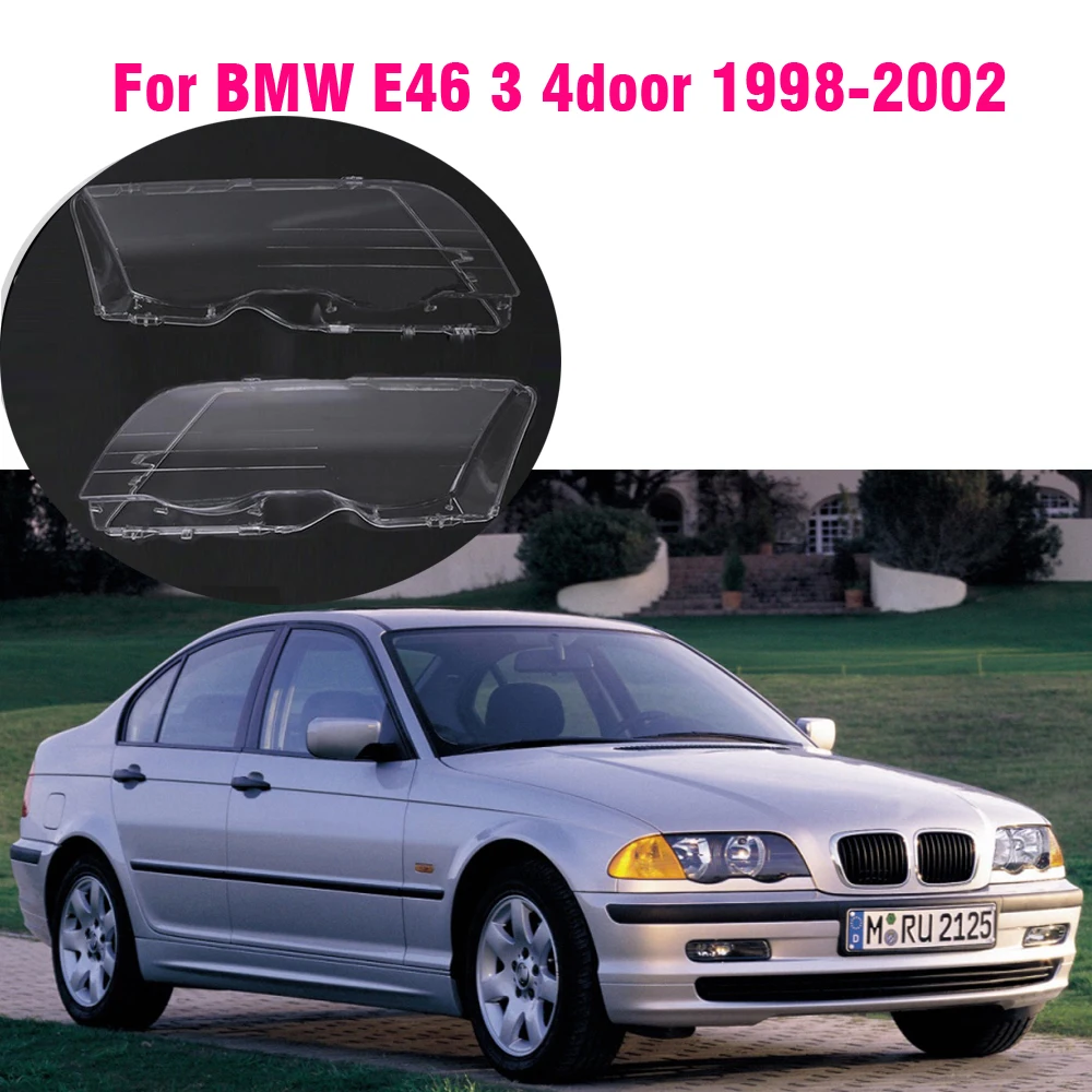 Osłona przedniego reflektora samochodowego Halogen do BMW E46 4 drzwi 3 318i 320i 323i 325i 330I 1998-2002 Szklany automatyczny klosz przezroczysty