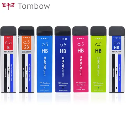 TOMBOW MONO 그래프 기계식 펜슬 리필, 일본 블랙 리드 코어, R3, R5-MG, 0.3, 0.5mm, HB, B, 2B