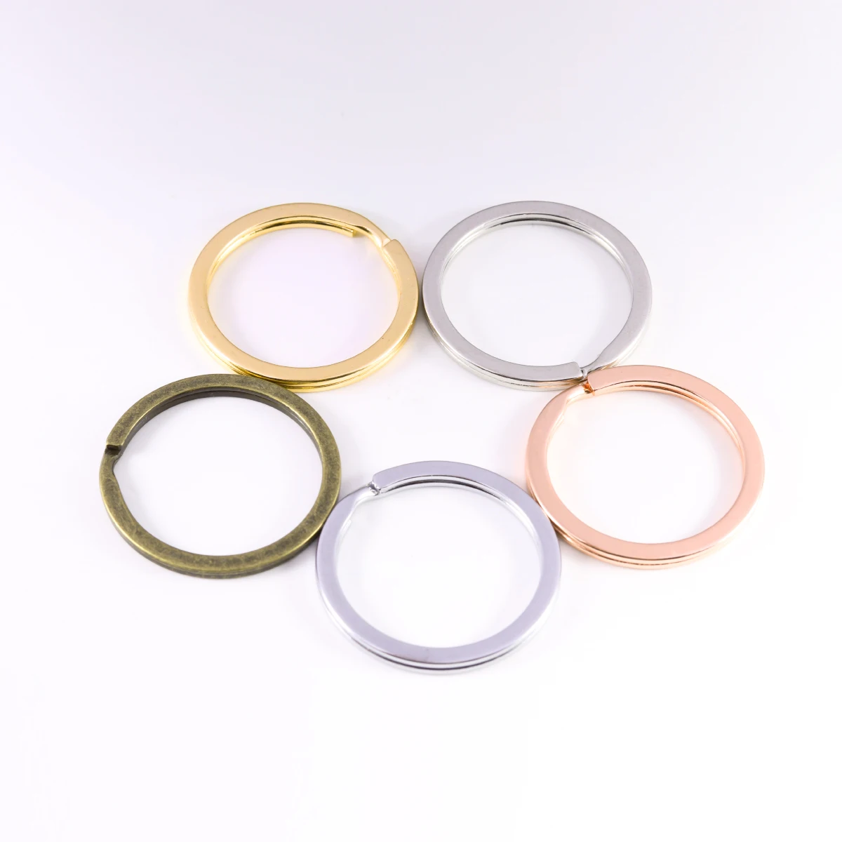 10pcs Metal Plating Rose Gold 25/28/30mm Round Single Keyring For DIY Jewelry Making Key Ring Accessories