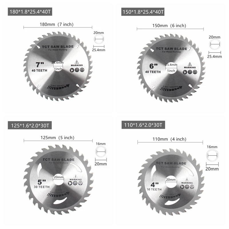 Imagem -06 - Heda-tungsten Carbide Circular Saw Blade Disc Ferramenta de Corte para Madeira Ponta 30 t 40 t 60t 110 mm 125 mm 150 mm 180 mm 200 mm 230 Milímetros