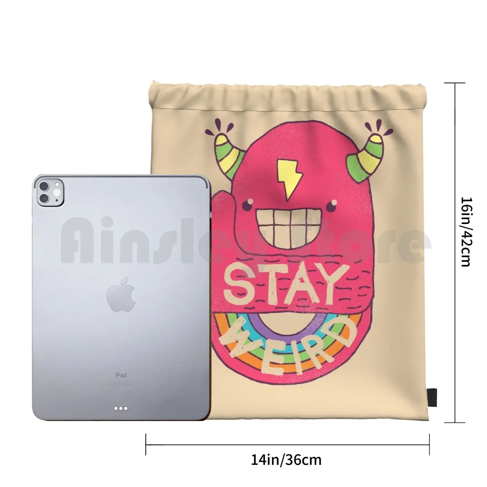 奇妙に! 乗馬用ドローストリングバックパック,クライミングバッグ,ジムバッグ,面白い,wtf,レインボーモンスター,ハッピースローガン