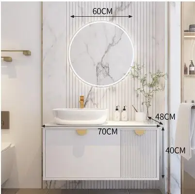 Rock plate light luxury bathroom cabinet combination bathroom rock integrated wash stand wash basin mirror cabinet