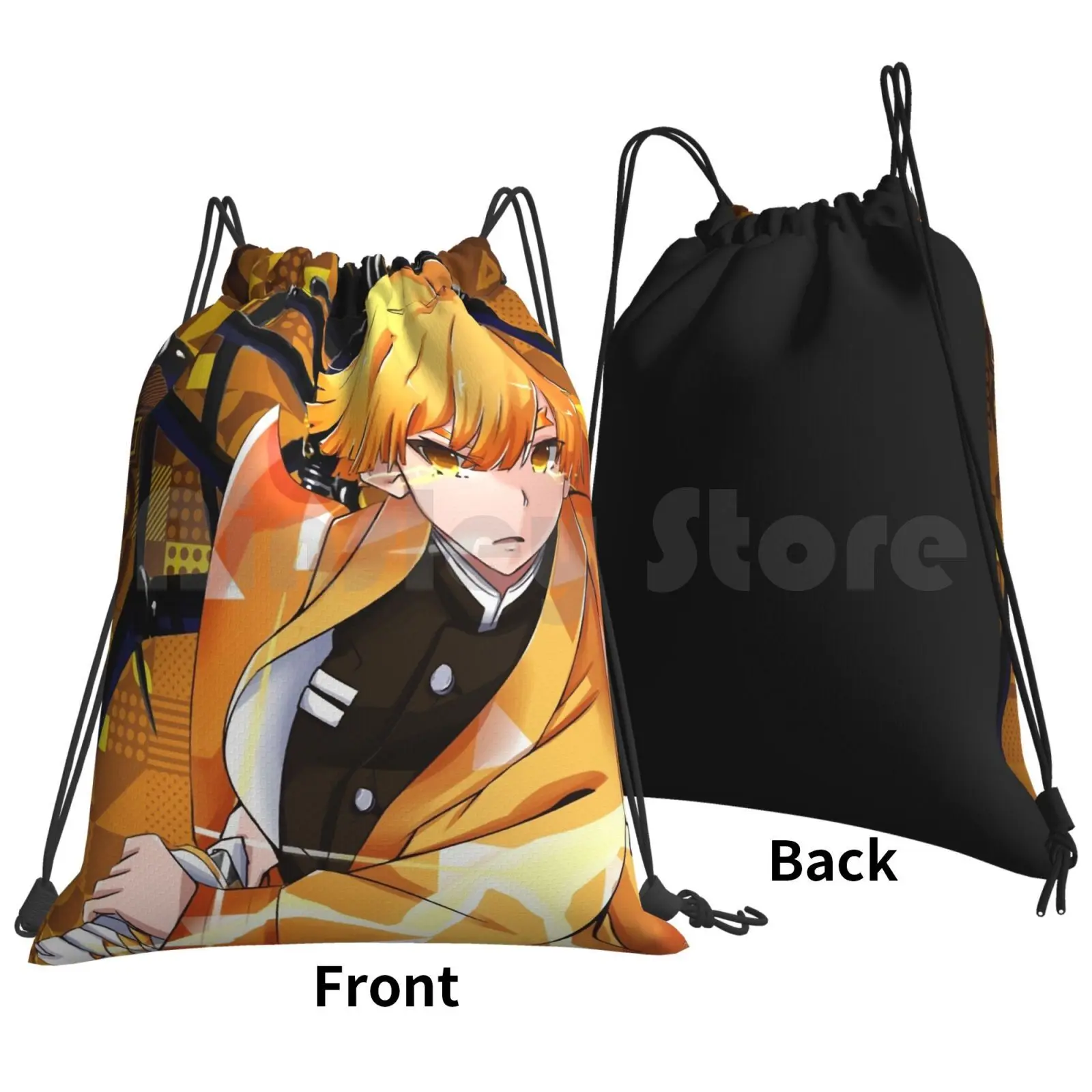 Demon Agatsuma Backpack Drawstring Bags Gym Bag Waterproof Demon Agatsuma Demon Anime Manga Abstract Modern Kimetsu No