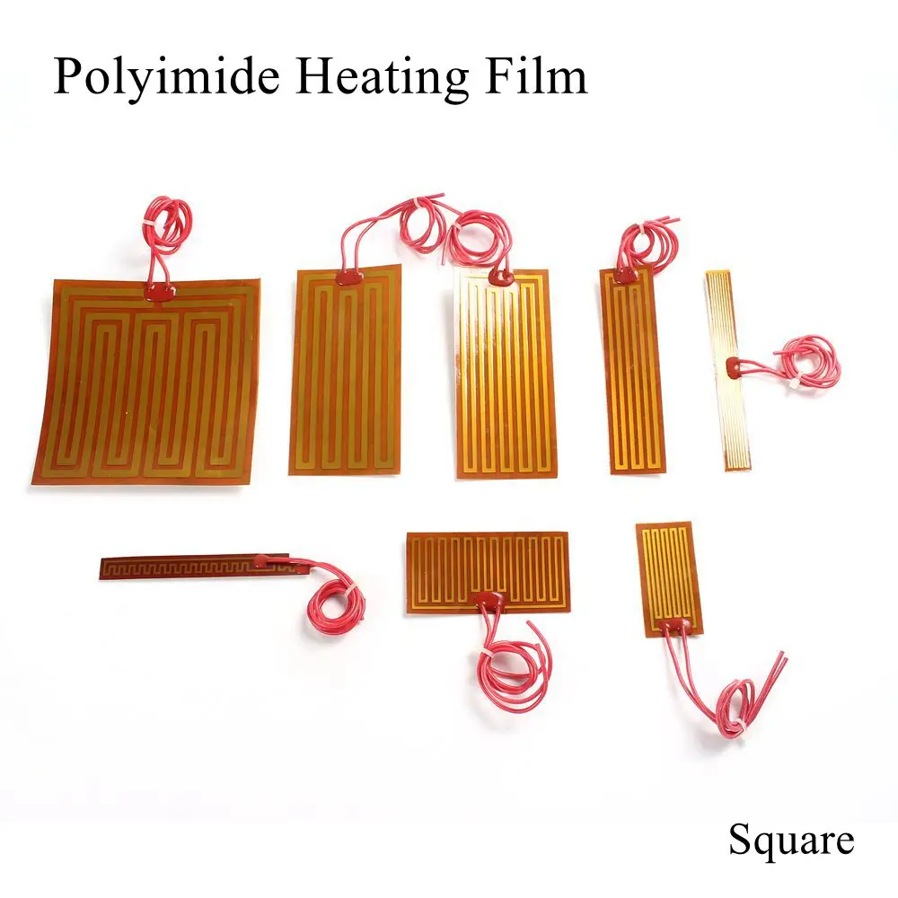 230x60mm 5V 12V 24V 110V 220V PI Heating Film Polyimide Adhesive Electric Heater Plate Panel Pad Mat Fuel Foil Oil Engine Tank