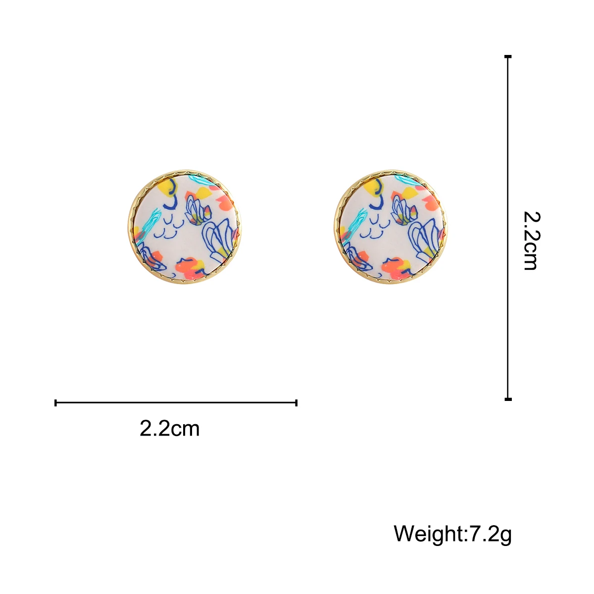 AENSOA Fashion Graffiti Round Polymer Clay Stud Earrings For Women Colorful Cute Geometric Circe Earring Jewelry Gift Wholesale