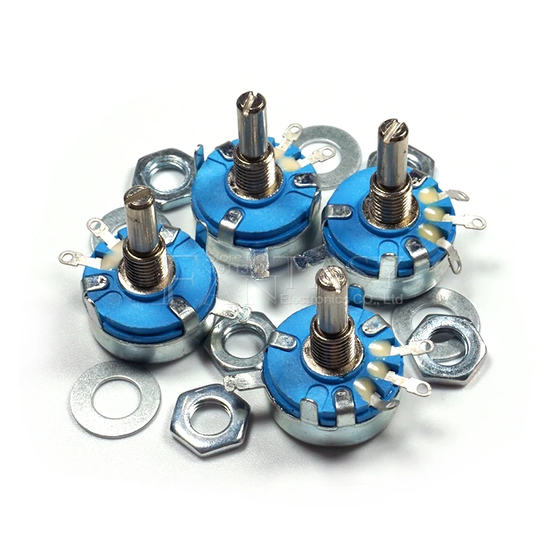 2pcs WH5-1A 10k 100K 47K 22K 4.7K 1M 470K 220K 470R 1K ohm 3-Terminals Round Shaft Rotary Taper Carbon Potentiometer