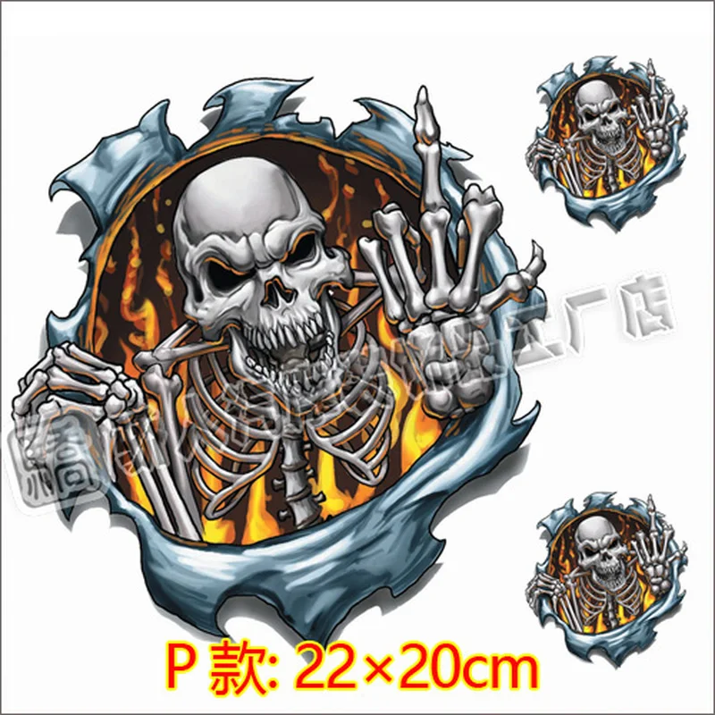 Motorcycle Motorbike Car Scooter Stickers Wolf Head Skull Head Fire Flame for Honda Yamaha Suzuki Kawasaki KTM