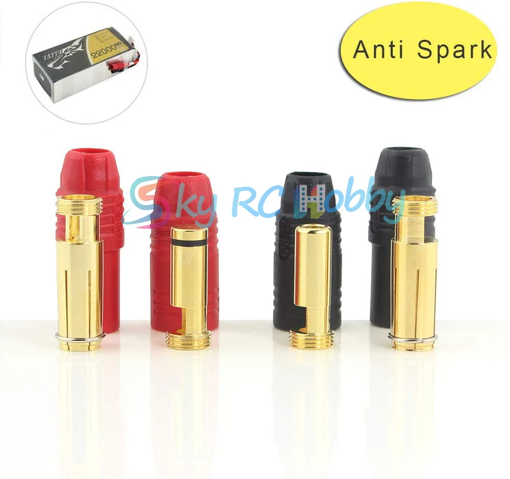 2 Paar/6 Paar Amass AS150 Stecker-Buchse Anti-Funktion-Stecker 7mm vergoldeter Bananenstecker-Set für Batterie, ESC und Ladekabel – Detail 5