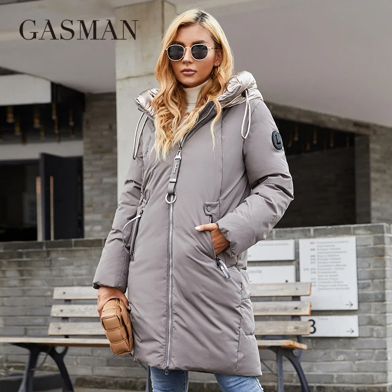 GASMAN 2022 Women\'s winter jacket Mid-length contrast color designer warm parka Fashion high quality windproof coat women 21113