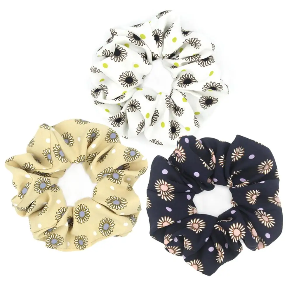 Furling Girl 1 PC Wommen Fashion Elastics Hair Bands Daisy Printed Hair Scrunchies Hair Tie Accessories Ponytail Holder