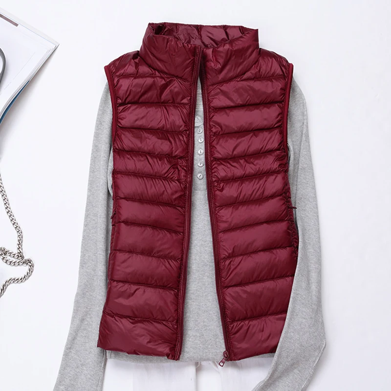 Woman Down Vests Winter Ultralight Duck Down Coat Female Sleeveless Puffy Jacket Portable Windproof Warm Waistcoat for Women