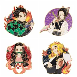 Japanese Anime Manga Demon Slayer Hard Enamel Brooch Badge Backpack Bag Collar Lapel Brooch Pin Gifts for Kids Collection