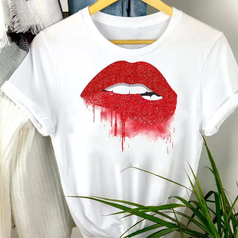 Frauen Kleidung Weibliche T Top Cartoon Lip Trend Neue Kawaii Sommer Mode Kurzarm Sommer Druck T-shirt