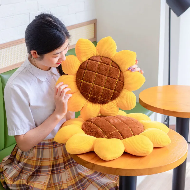 40/50/70CM 1pc Stuffed Sunflower Plush Plant Seat Cushion Flowers Decor Pillow Props For Sofa Chair Indoor Floor