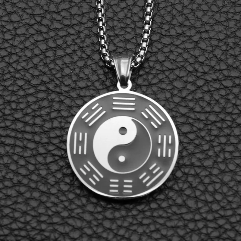 Fashion Stainless Steel Gossip Yin And Yang Figure Necklace Pendant Titanium Steel Male Natal Year Popular Jewelry Hot Sale