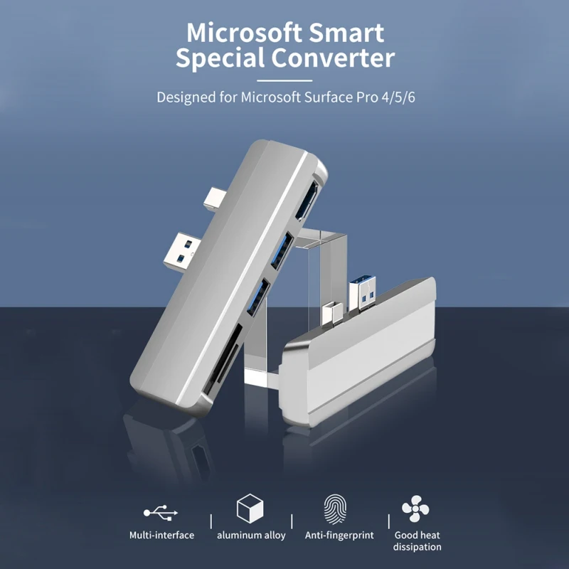 5-em-1 hub usb para a superfície pro docking station hdmi-tela de projeção hd compatível para sd/tf leitor de cartão expansão usb3.0 doca