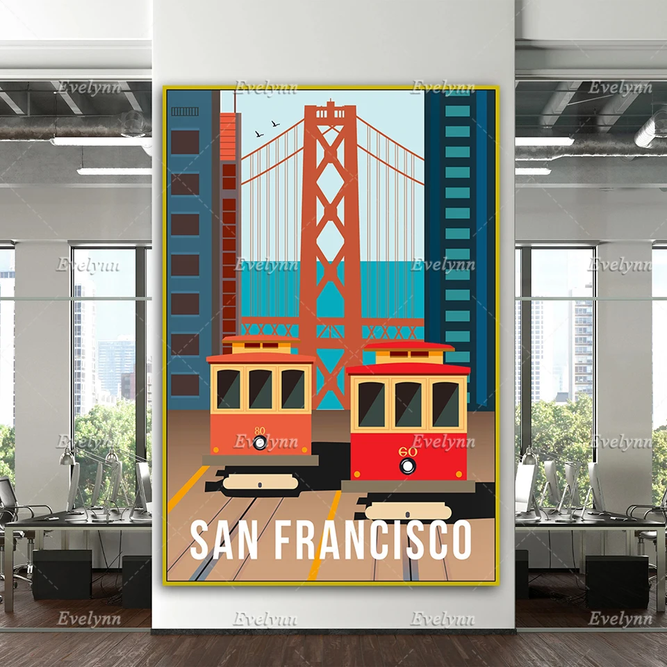 

San Francisco Travel Poster, San Francisco Poster, Retro Travel Poster,Home Decor Canvas Wall Art Prints Unique Gift